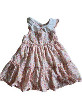 Shabby Chic Toddler Girls Tiered Floral Swiss Dot Dress 3T